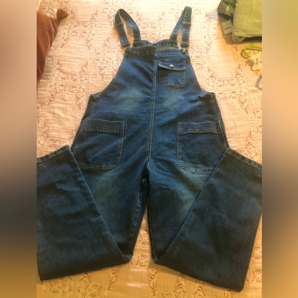 Dark blue jean overalls